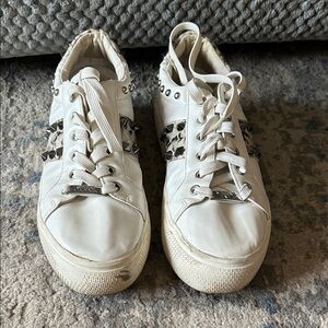 Steve Madden White Studded and Snake PrintAthletic Shoes